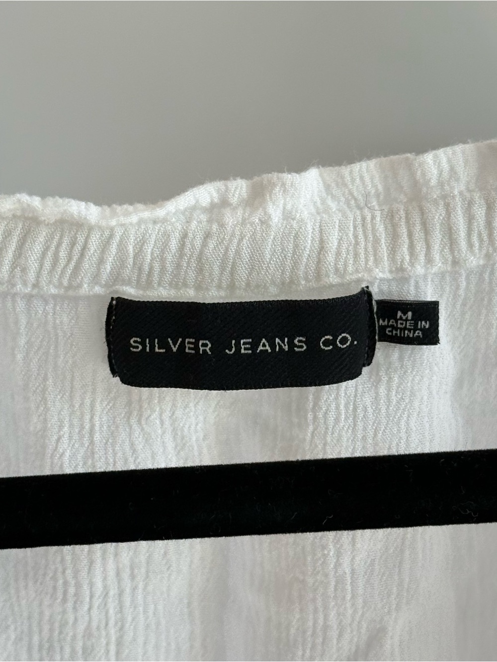 Silver Jeans Co. White Boho Peasant Crop Top Tassel Tie Women’s Medium - Picture 5 of 6